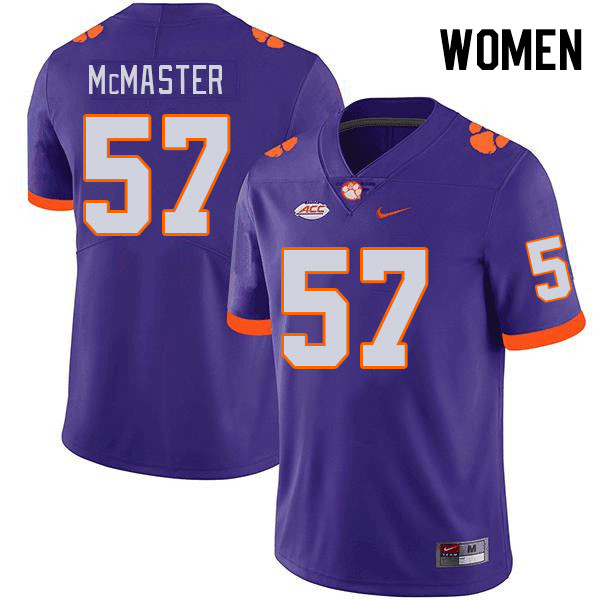 Women #57 Chandler McMaster Clemson Tigers College Football Jerseys Stitched-Purple